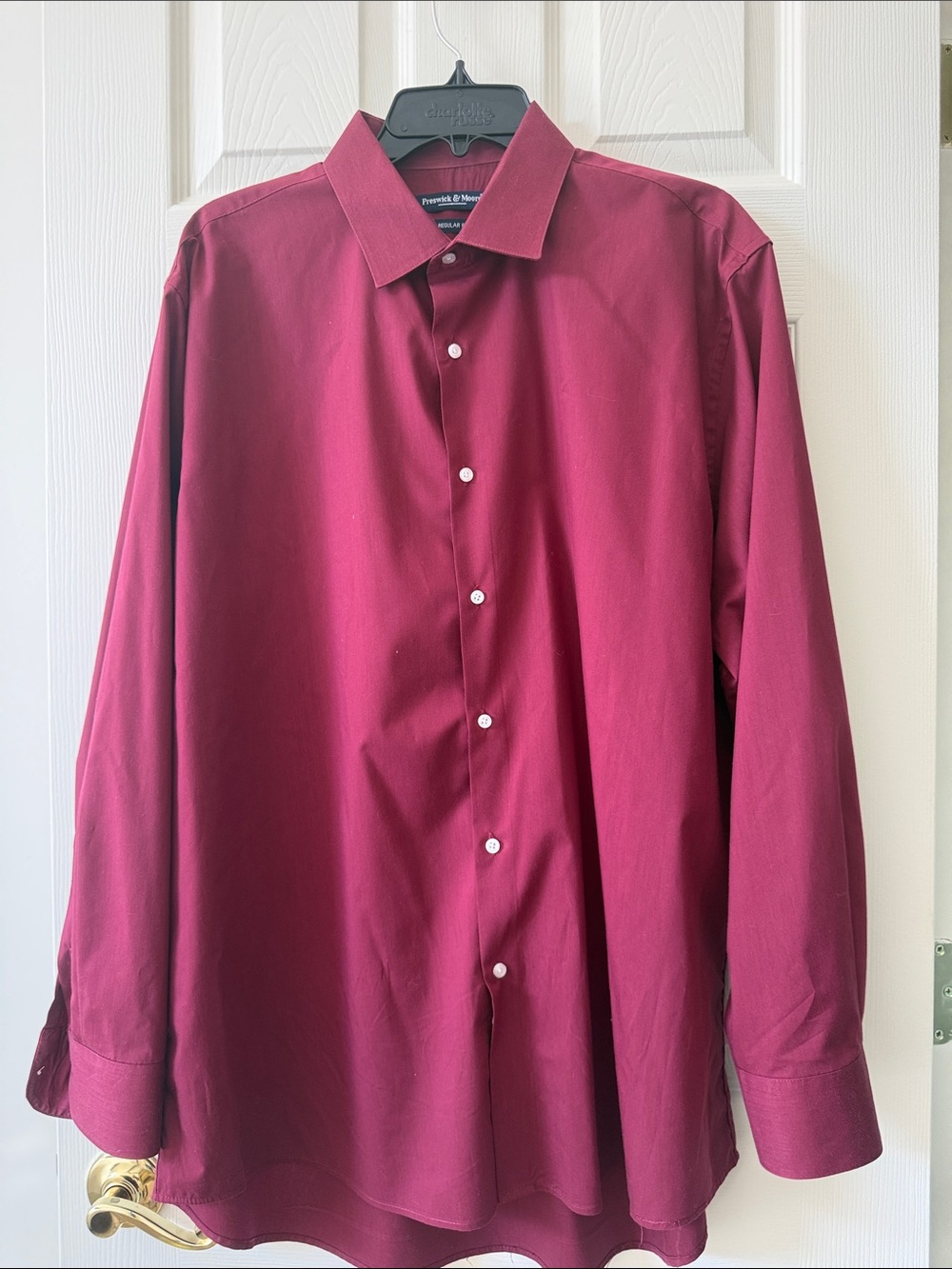 Preswick & Moore Men's Burgundy Button-Front Dress Shirt